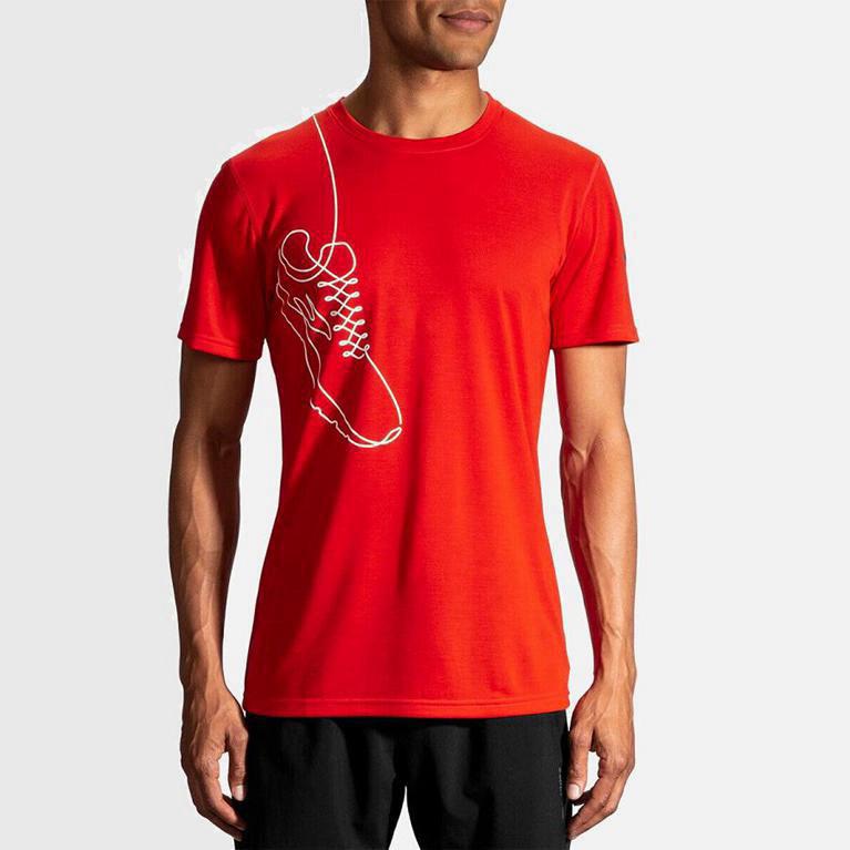 Brooks Distance Graphic - Camisetas Manga Corta Hombre - Rojas (AG6831405)